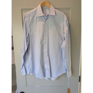 Suitsupply Mens M 15 3/4 (40) Blue Slim‎ Fit L/S 100% Egyptian Cotton Shirt